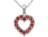 1.0 Carat (ctw) Garnet Heart Pendant Necklace in Sterling Silver with Chain